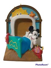 Vtg Disney Figural Photo Picture Frame 2.5x2.5  Mickey in Bed Nursery Kids Room