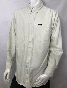 Chaps Ralph Lauren Long Sleeve Oxford Shirt Mens Size Large Green White Stripe - Picture 1 of 7