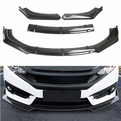 Front Spoiler Lip Splitter Carbon Fiber Style 3PCS For Honda Civic 2016-2020 CL - Изображение 1 из 4