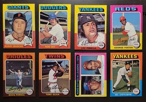 (8) 1975 Topps Star Lot: Bench Ldr; Murcer; Boog; Foster; Piniella; Oliva (~VG) - Bild 1 von 4