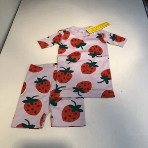 Hanna Andersson Kids Core Print Short John Pajama Set Strawberry Size 6-7 - Picture 1 of 2
