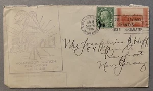 1936 LOS ANGELES HOLLYWOOD STATION DEDICATION COVER BULLOCKS REGNAT BACK SEAL - Picture 1 of 4