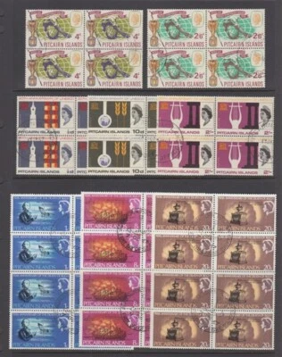PITCAIRN IS 1966/67 COMMEM SETS (x4) IN USED BLOCKS (ID:235/D64773) - Image 1 of 2