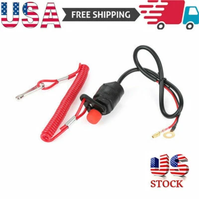 Universal Boat Outboard Engine Motor Kill Stop Switch & Safety Tether Lanyard US - Image 1 of 4