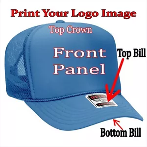 COL BLUE Trucker Hat Custom Printing HERE Personalized Names Images Logos - Picture 1 of 2