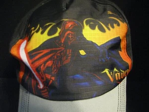 Star Wars Darth Vader Baseball Hat Cap Child's Adjustable Black Gray Flames - Picture 1 of 7