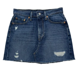 Falda de mezclilla para mujer Levi's talla 27 deconstruida dobladillo crudo desgastada - Imagen 1 de 24