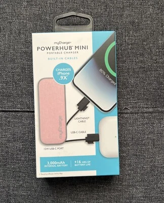 Banco de alimentación de salida myCharge PowerHub Mini 3000 mAh/12 W - rosa Foto 1 de 2