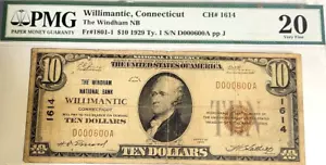 1929 $10 Windham National Bank Willimantic Connecticut PMG Very Fine 20 CH# 1614 - Picture 1 of 2