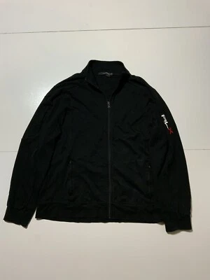 Jaqueta de atletismo Ralph Lauren RLX Sport Performance preta com zíper completo 100% algodão tamanho GG - Imagem 1 de 4