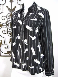 BLUSA MISHO 100% SEDA VINTAGE MANGA LARGA TALLA 6 ZAPATOS NEGROS GUANTES SOMBRERO - Imagen 1 de 5