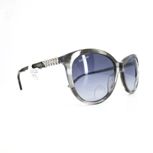 Bebe Sunglasses BB7202 (001) SMOKE HORN grey stripes with blue Lenses 57-16-140 - Picture 1 of 10