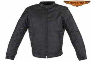 Men's Motorcycle Nylon & Mesh Lined Jacket w/ Zippered Front Closure & Pockets - Picture 1 of 9