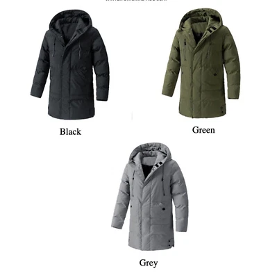 Men's and women's winter mid-length warm padded jacket, hooded padded jacket - Image 1 of 4