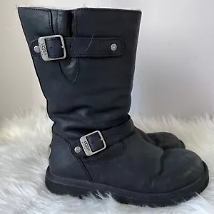 UGG Australia Stiefel Moto schwarz Leder Damengröße 8 - Bild 1 von 10