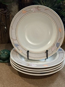5 VTG Mikasa Intaglio MEADOW SUN Soup Cereal Bowls ART NOUVEAU Art Deco Floral - Picture 1 of 13