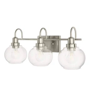Home Decorators Halyn 3 Light Vanity Light Brushed Nickel Clear Glass 1006326684 - Picture 1 of 1