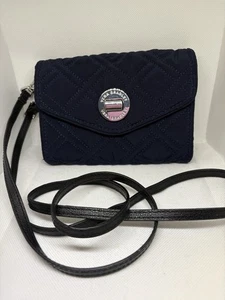 Vera Bradley Microfiber Mini Hipster Crossbody Purse Navy Turnkey - Picture 1 of 11