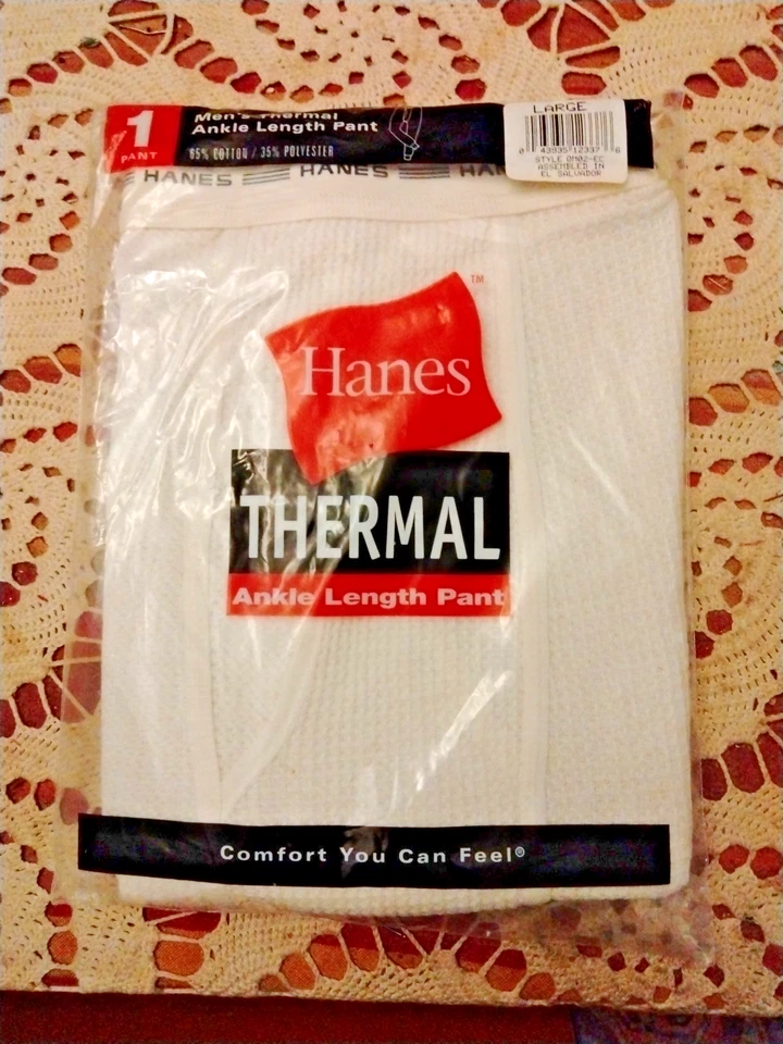Vintage Hanes Waffle  Thermal Ankle Length Long Johns Men's Large Underwear NIP - Image 1 of 4