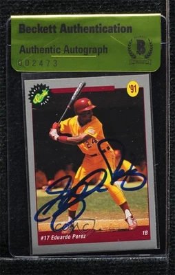 BAS 1991 Classic Draft Picks Eduardo Perez #13 Beckett Auth Sticker Auto - Image 1 of 2