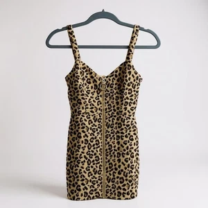 H&M Divided Leopard Print Dress With Zipper Front & Straps - Picture 1 of 7