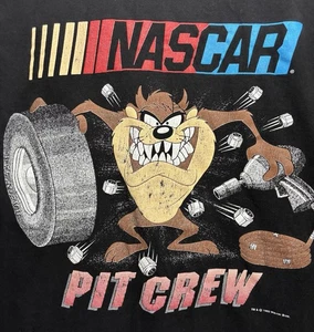 TAZ Vintage NASCAR Shirt Looney Tunes 1993 Men’s XL Black Warner Bros Pit Crew - Picture 1 of 9