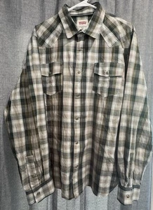 Camicia Levi's Modern Fit uomo XL manica lunga perla scatto davanti verde tasca a quadri - Foto 1 di 9