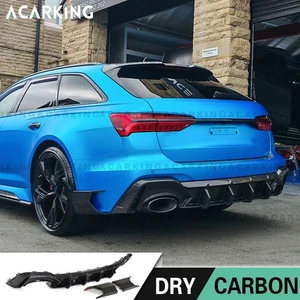 Difusor de parachoques trasero de carbono seco para Audi RS6 RS7 C8 Avant 2019-24 aletas divisores - Imagen 1 de 17