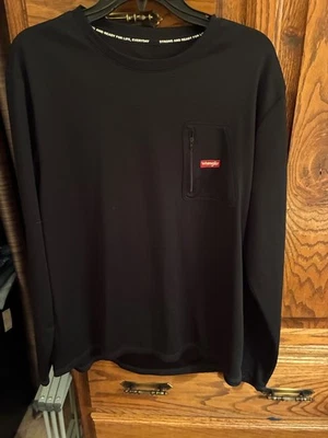 #345 CAMISA WRANGLER WAFFLE CREW PRETA TAMANHO GRANDE MASCULINA MANGA LONGA  - Imagem 1 de 4