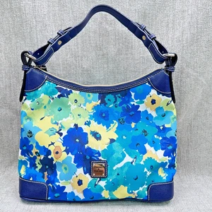 Dooney & Bourke Somerset Watercolor Hobo Shoulder Bag Blue Colorful Flower EUC - Picture 1 of 20