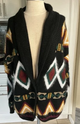 Cárdigan de Colección Rafaella Mohair Lana Azteca Suroeste Cuello Chal Talla XL Foto 1 de 4