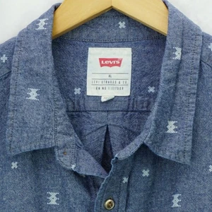 LEVIS LONG SLEEVE SHIRT BLUE X PRINT COTTON MENS SIZE M MEDIUM - Picture 1 of 6