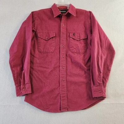 Винтажная коричневая фланелевая рубашка подходит для мужчин большого размера сделано в США с красными карманами и клапанами Heavey - Изображение 1 из 4