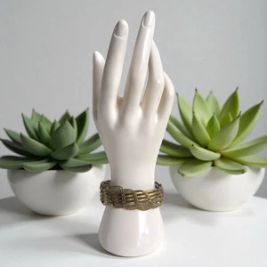 Vintage geflochten Messing Draht Manschette Armband - Handarbeit Boho Statement Schmuck - Bild 1 von 8