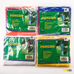 Lot of 4 Poncho Hooded Rain Emergency White Blue Orange Yellow 52x80" One Size - Picture 1 of 3