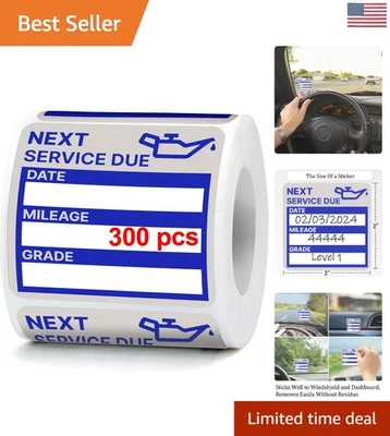 Прочные легко пишущие наклейки для замены масла — сервисные этикетки 300 штук 2 дюйма - Изображение 1 из 4