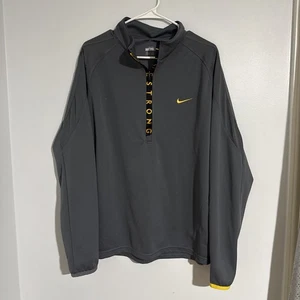 Felpa Nike uomo XL grigia 1/4 zip pullover manica lunga tasca lunga livestrong - Foto 1 di 5