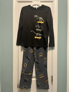 Wonder Nation Top and Bottom Pajama Set Dinosaur Skateboard Size L (10/12) - Picture 1 of 2