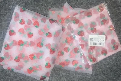 3 Strawberry Bliss Mesh Net & Red Glitter Fabric Table Runners Berry Party Decor - Image 1 of 3