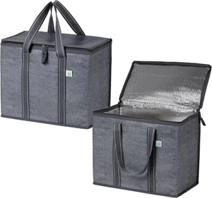 VENO 2er Pack Kühltasche und isolierte Einkaufstaschen für 2er Pack, grau - 2  - Bild 1 von 7