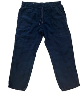 Pantalones Zara Para Hombre Talla XL Lino Salón Cordón Elástico Relajado Azul Marino 38x29 - Imagen 1 de 11