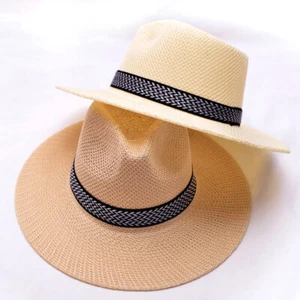 Panama Style Sun Hat Crushable Wide Brim Fedora Straw Beach Summer Hats Sunhat - Picture 1 of 25