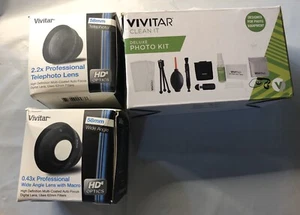 Vivitar Clean It Deluxe Photo Kit /2.2 Telephoto 0.43X Wide Angle /Bundle - I - Picture 1 of 1