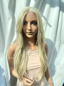 Synthetic Lace Front Wig Blonde Piano Highlights Curtain Bangs Fringe T-CHRIS - Picture 1 of 9