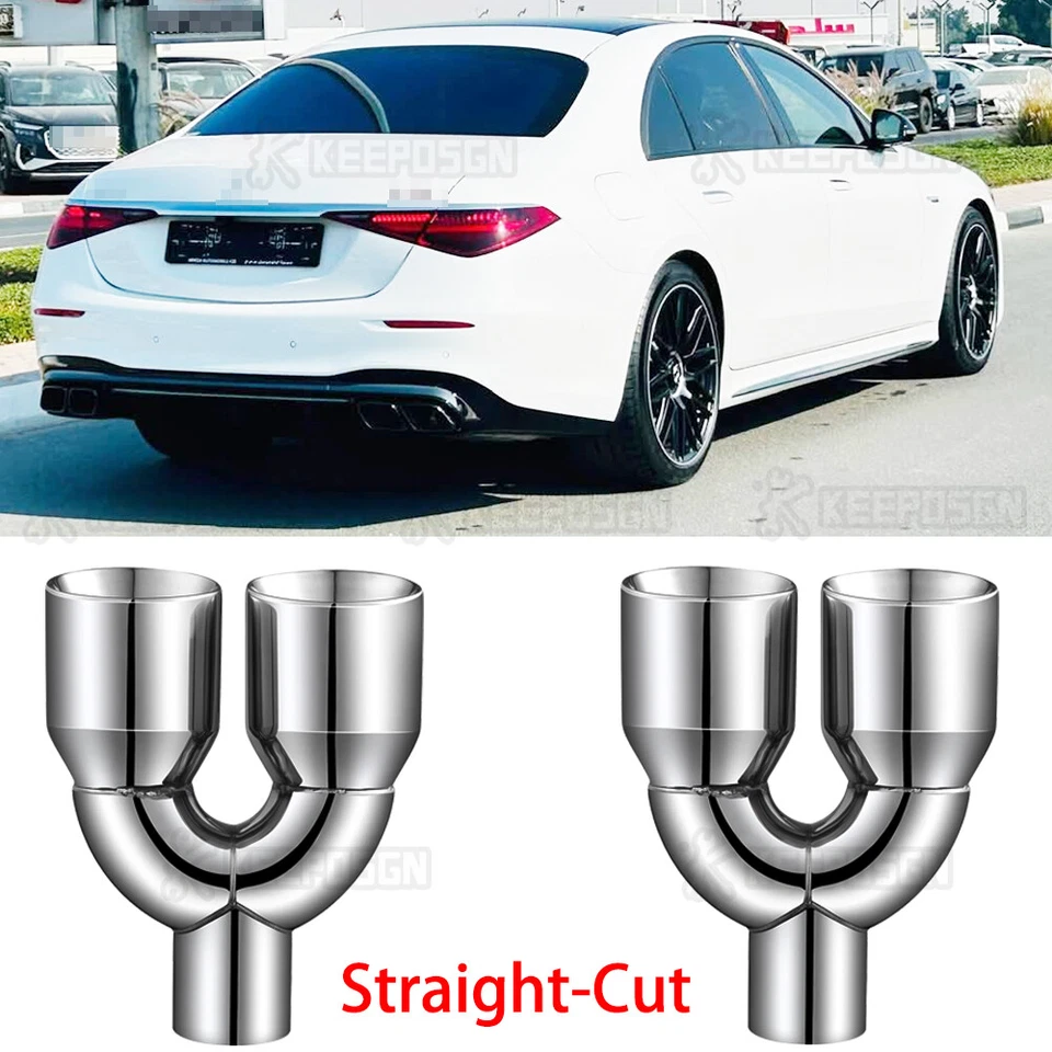 2 ШТ. 2,5-дюймовый внутренний диаметр 3,5-дюймовый наружный двойной наконечник выхлопной трубы для Mercedes-Benz S56 S63 S65 AMG - Изображение 1 из 4
