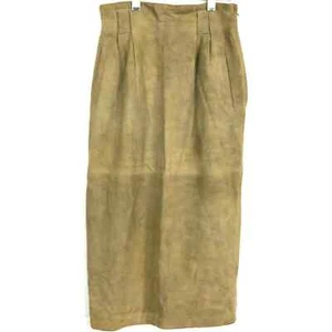 Linda Allard Ellen Tracy Skirt Women 2P Petite Brown Suede Leather Straight Midi - Picture 1 of 12