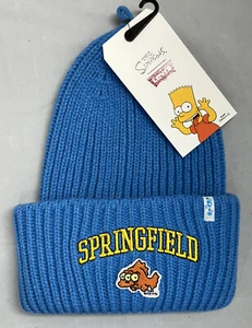 Gorro de punto de gran tamaño azul de Springfield logotipo de peces de Springfield de gran tamaño unisex nuevo - Imagen 1 de 6