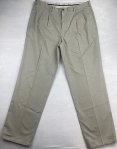 Brooks Brothers Advantage Chino Thompson Pants Pleated Cuffed Beige Size 38x33 - Picture 1 of 8