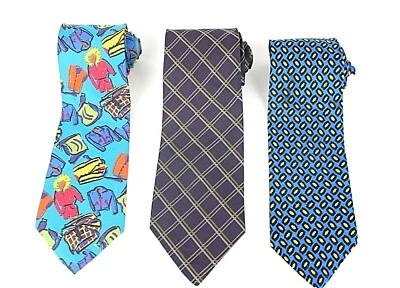 Gap Mens Necktie Lot of 3 Designer Tie Striped Abstract Blue Silk L-58 W-4 NWOT - Image 1 of 4