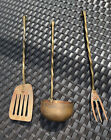 Vintage Hand Made Copper 3 Piece Utensil Set. Ladle, Spatula, And Fork